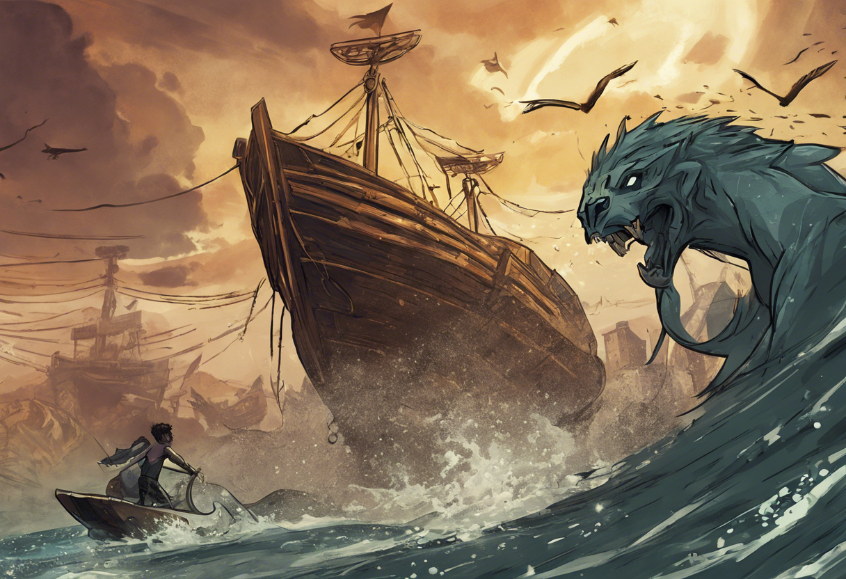 An photo/illustration of a scene in The Titan’s Curse from Percy Jackson & the Olympians by Rick Riordan book.